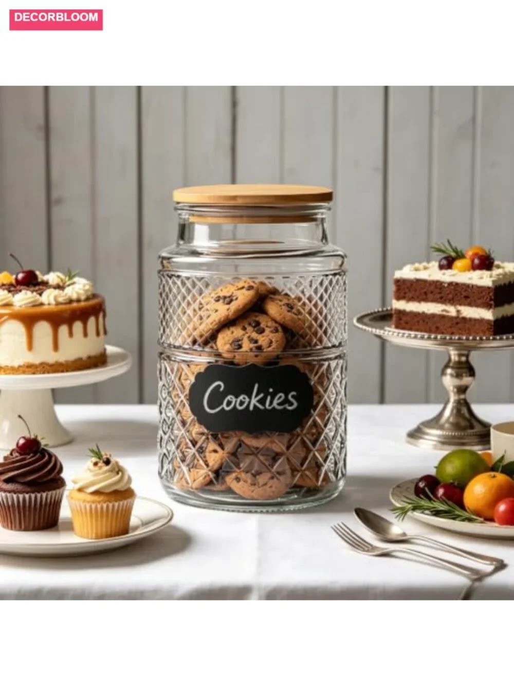 Large Glass Storage Jar 2 Pack 60 FL OZ Airtight Bamboo Lid Food Canister